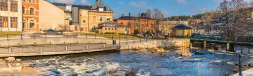 Norrtalje Sweden - April 1, 2017: Old town of Norrtalje, Sweden